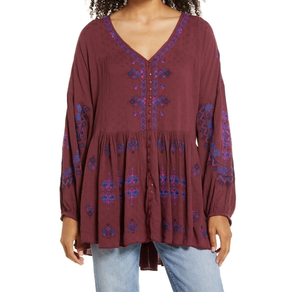 Free People Arianna  Embroidered BlousonTunic - Picture 2 of 5